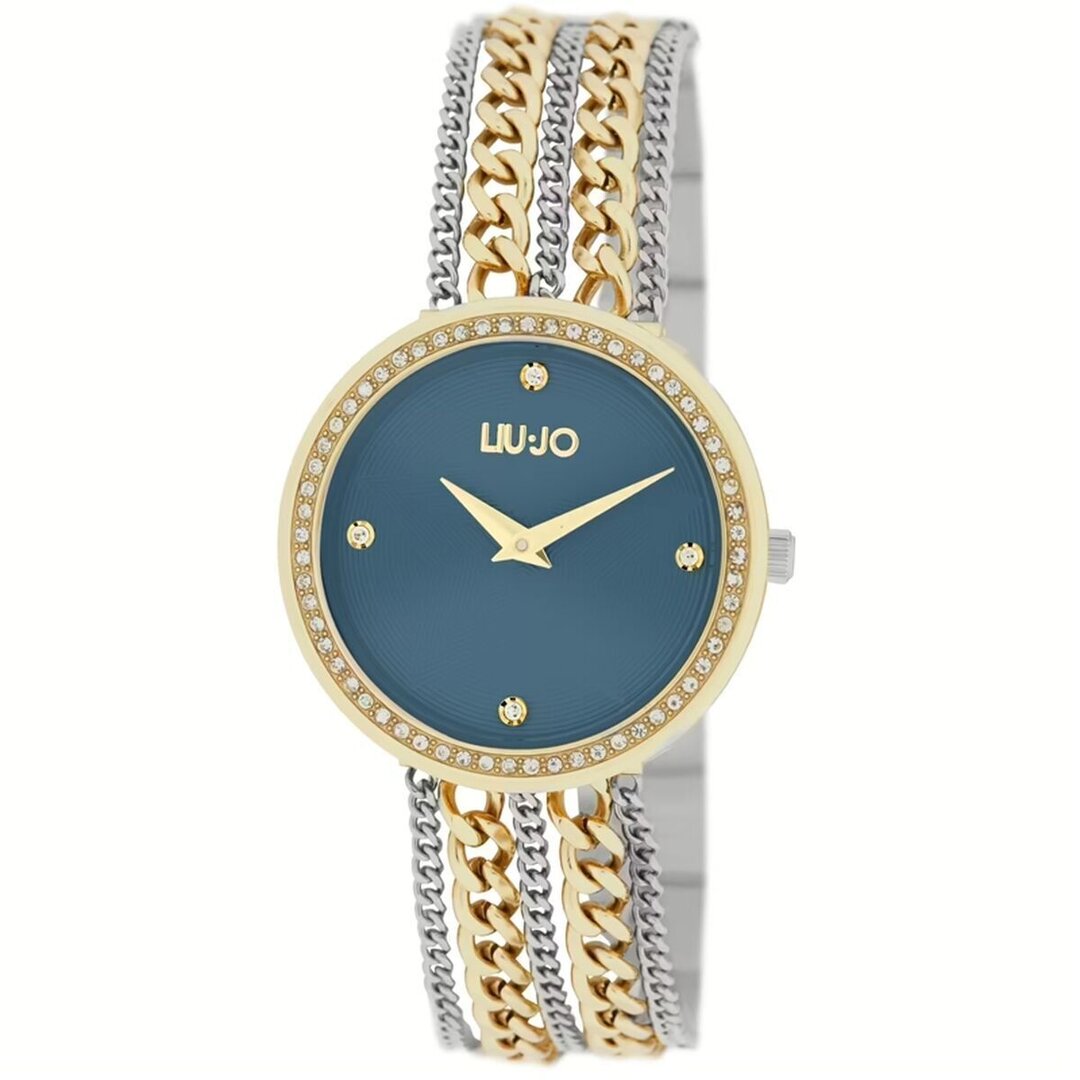 LIU JO Chains Gold Blue TLJ2289 LIU, JO, Chains, Gold, Blue, TLJ2289, Armbanduhr, Arm, Person, Medaillon, Anhänger