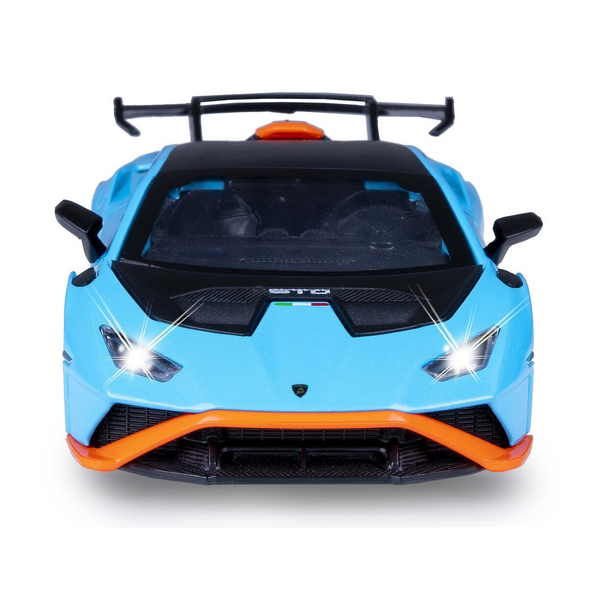 JAMARA Lamborghini Huracán STO Diecast 1:32 blau inkl. Knopfzellen ab 3 Jahren