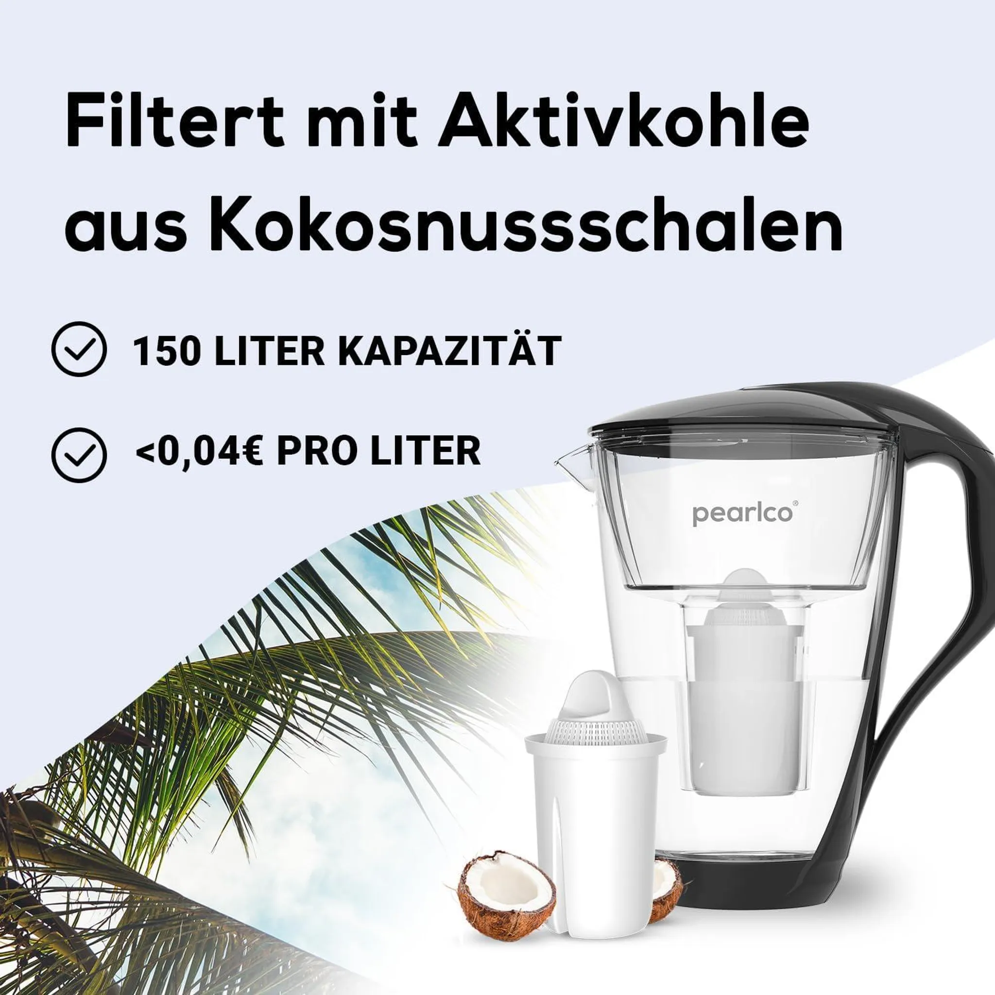 PEARLCO 234210 Glas-Wasserfilter Anthrazit, inkl. 3 Kartuschen, Anthrazit PEARLCO 234210 Glas-Wasserfilter Anthrazit, inkl. 3 Kartuschen, Anthrazit