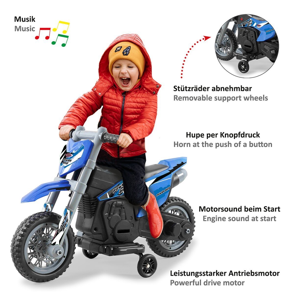 JAMARA Ride-on Motorrad Power Bike blau 6V ab 24 Monaten