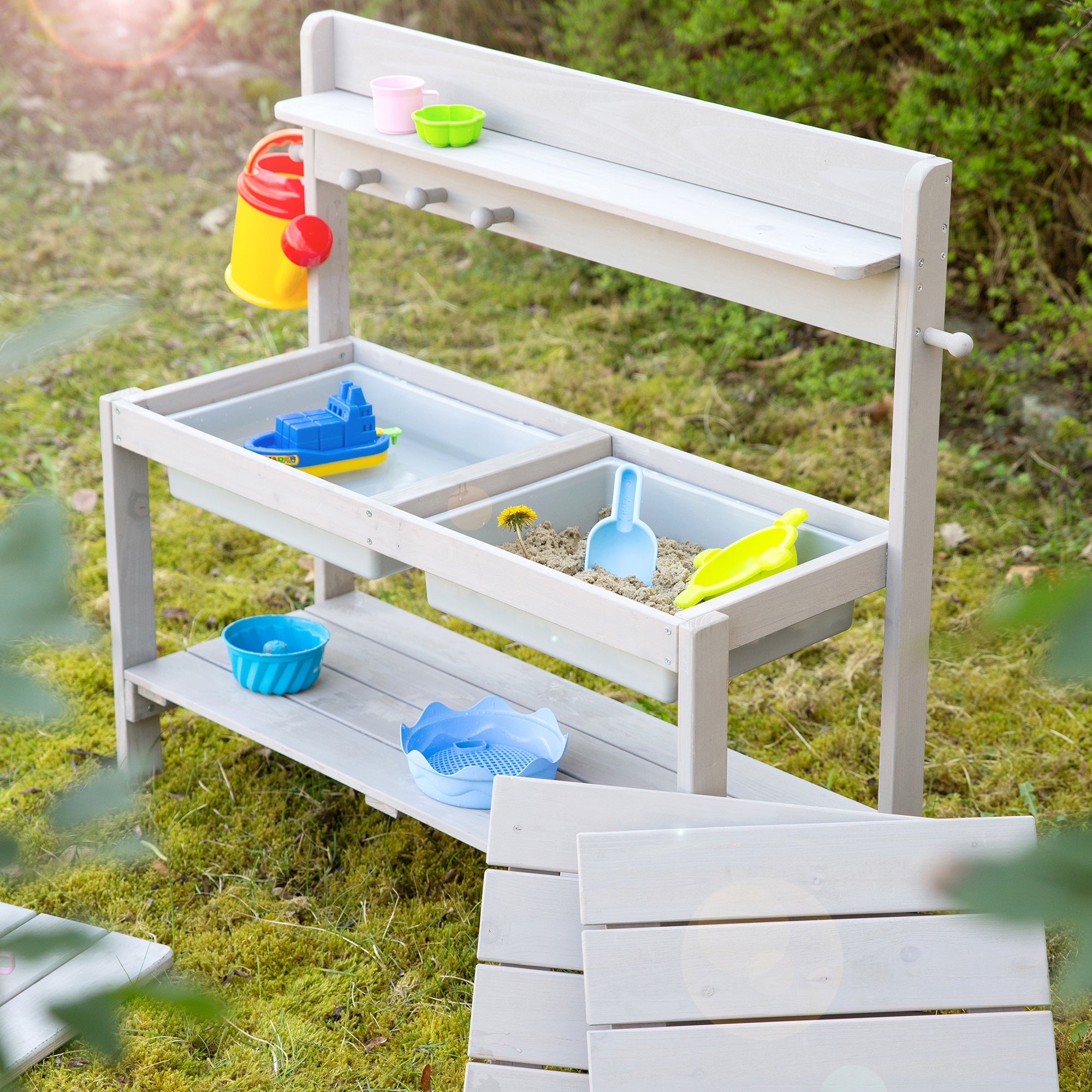 Roba 456006GA Kinderküche Outdoor+ mit Spielwanne, grau – Outdoor + - Produktbild 2