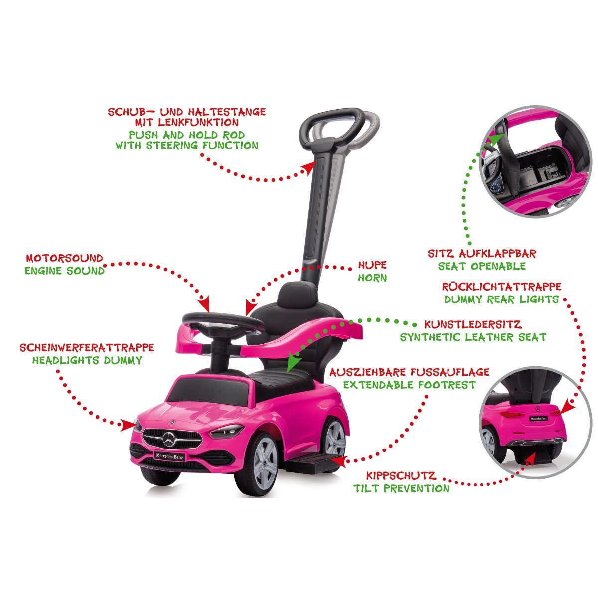 JAMARA Rutscher Mercedes-Benz C-Class pink 3in1 ab 12 Monaten JAMARA Rutscher Mercedes-Benz C-Class pink 3in1 ab 12 Monaten