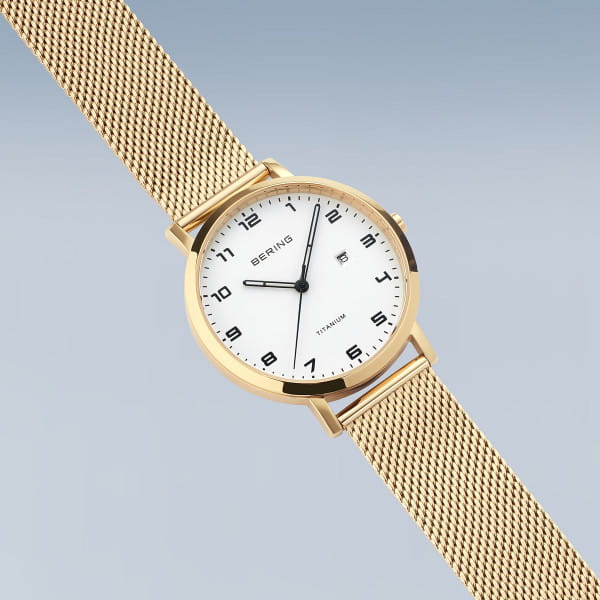 Bering 18634-334 Damenuhr, Milanaise/Titan, Gold