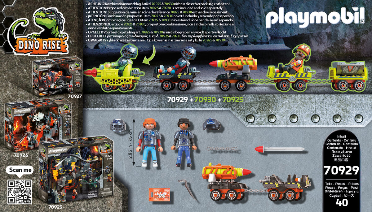 PLAYMOBIL 70929 Dino Mine Raketenkart Spielzeug, Maschine, Rad, Person