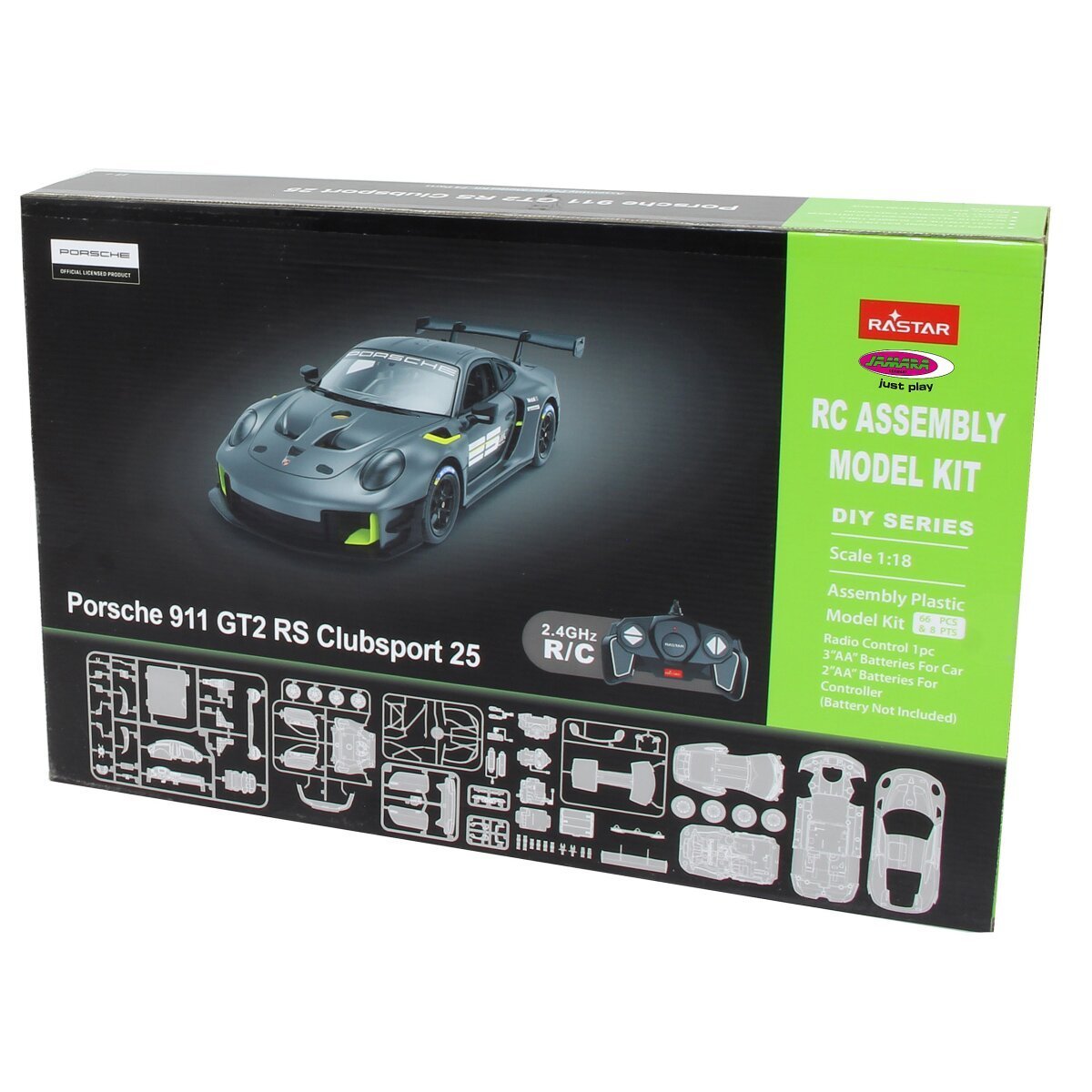 JAMARA Porsche 911 GT2 RS Clubsport 25 1:18 grau 2,4 GHz Bausatz ab 8 Jahren