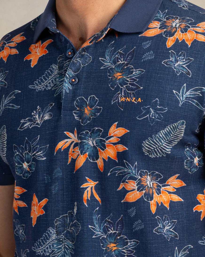 NZA 26CN124NS Poloshirt - Navy Blau / Blumen - Bild 5 NZA 26CN124NS Poloshirt - Navy Blau / Blumen - Bild 5