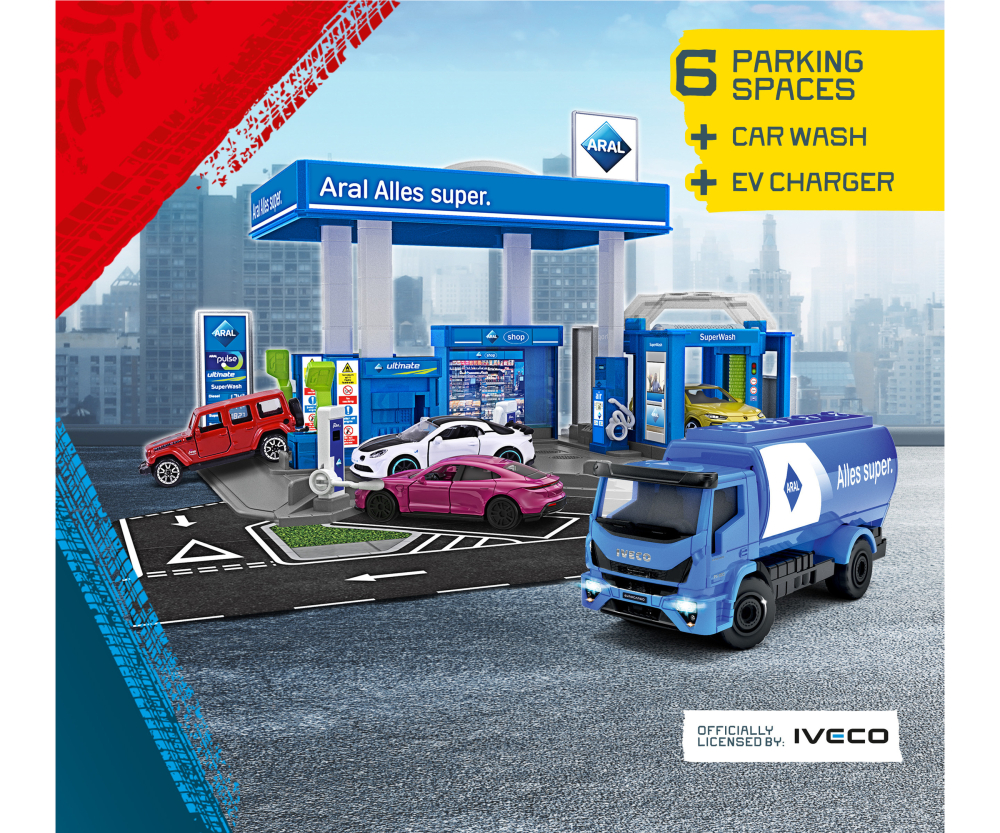 Majorette Petrol Station Aral + 1 Vehicle