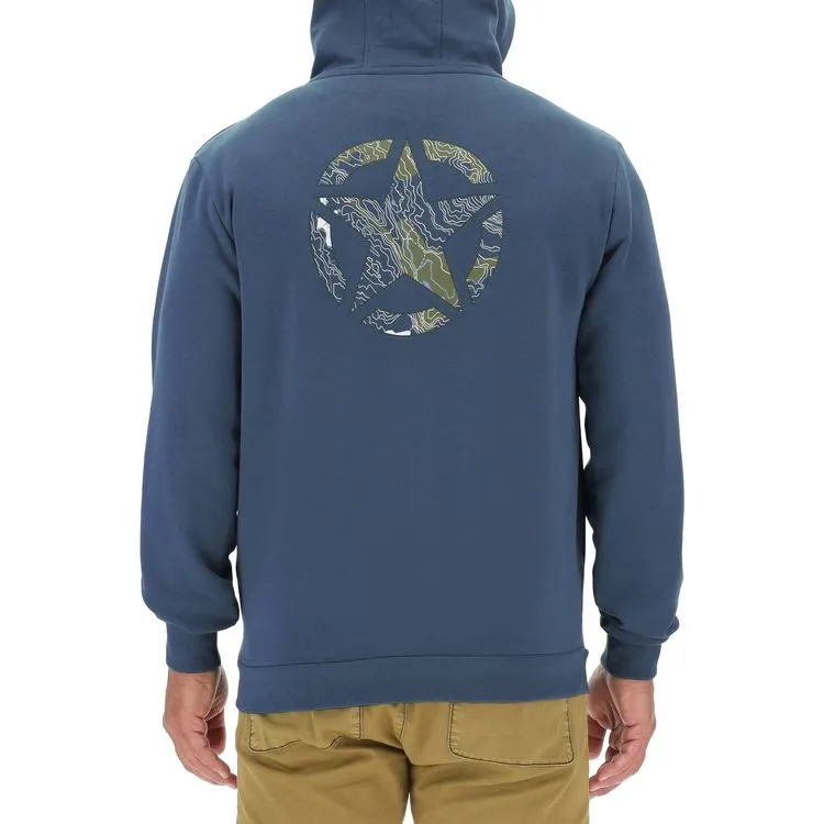 JEEP Herren Kapuzenjacke O103180BL - Dunkelblaue Sweatjacke mit Jeep-Star-Print und Reißverschluss GR. XXL