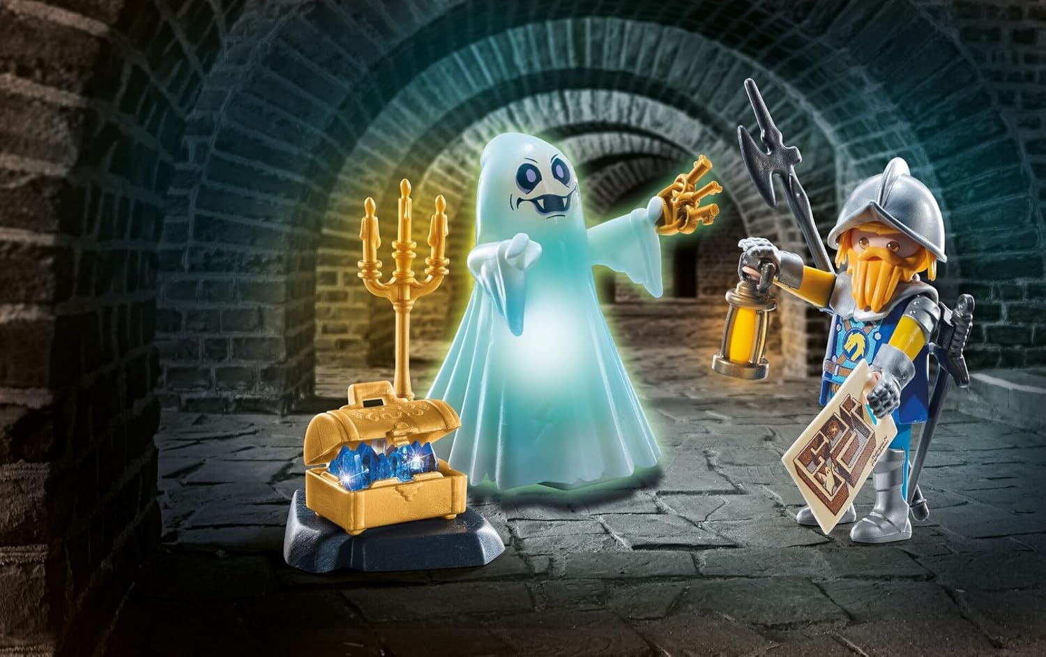 PLAYMOBIL 71797 – Novelmore: Schlossgespenst und Ritter mit Schatztruhe