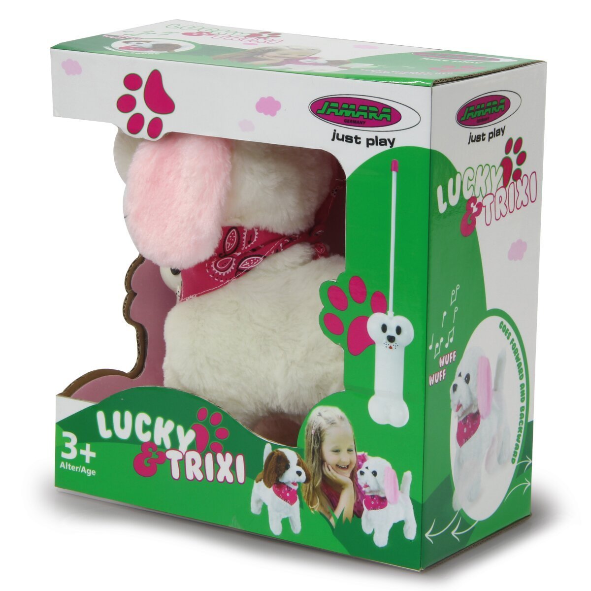 JAMARA Trixi RC Plüschhund Weiss/Rosa 27MHz ab 3 Jahren