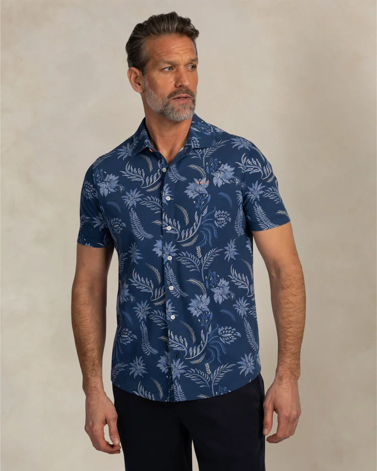 NZA 26CN588SNS Hemd - Kurzarm / Blau / Blumen