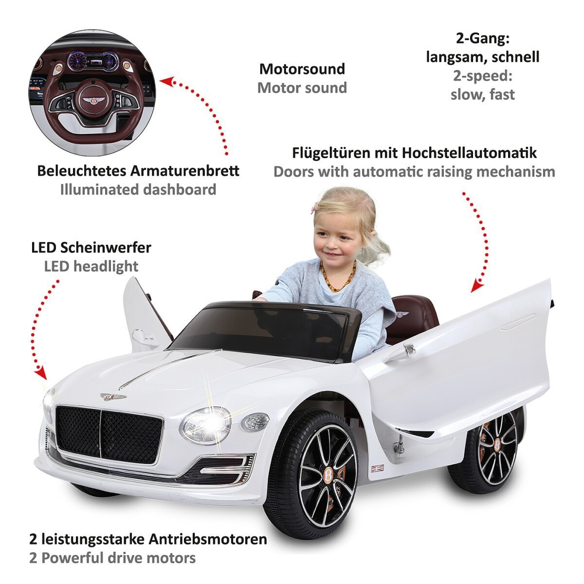 JAMARA Ride-on Bentley EXP12 weiss 12V ab 3 Jahren